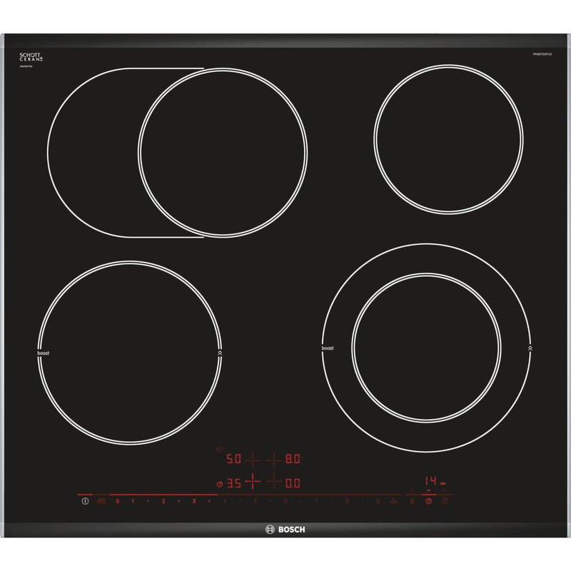 Bosch Serie 8 PKN675DP1D kogeplade Sort, Rustfrit stål Indbygget Keramisk 4 zone(s)