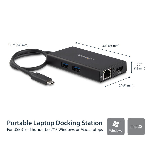 StarTech.com DKT30CHPD dockingstation Ledningsført USB 3.2 Gen 1 (3.1 Gen 1) Type-C Sort