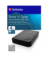 Verbatim Store 'n' Save ekstern harddisk 4 TB USB 3.2 Gen 1 (3.1 Gen 1) Sort