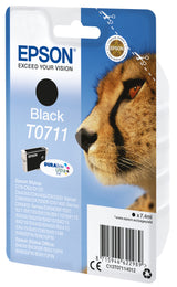 Epson Cheetah Singlepack Black T0711 DURABrite Ultra Ink blækpatron 1 stk Original Standard udbytte Sort
