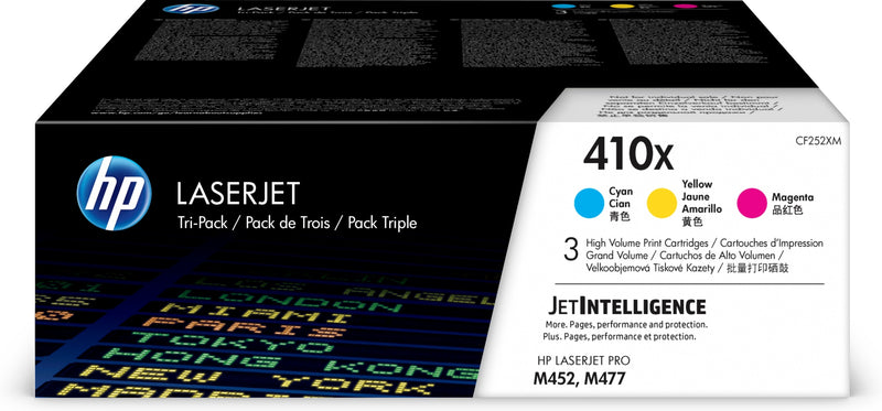 HP 410X 3-pack High Yield Cyan/Magenta/Yellow Original LaserJet Toner Cartridges tonerpatron Blå, Magenta, Gul