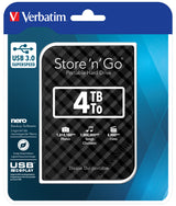 Verbatim Store 'n' Go ekstern harddisk 4 TB 5400 rpm Micro-USB B 3.2 Gen 1 (3.1 Gen 1) Sort