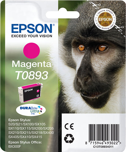 Epson Monkey T0893 blækpatron 1 stk Original Magenta