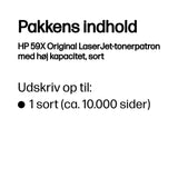 HP 59X High Yield Black Original LaserJet Toner Cartridge tonerpatron 1 stk
