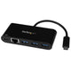 StarTech.com HB30C3AGEPD dockingstation Ledningsført USB 3.2 Gen 1 (3.1 Gen 1) Type-C Sort
