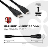 CLUB3D CAC-1350 HDMI-kabel HDMI Type C (Mini) HDMI Type A (Standard) Sort