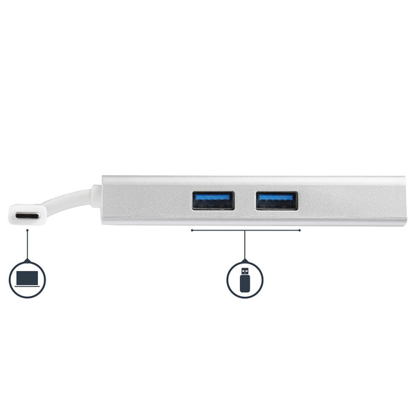 StarTech.com DKT30CHPDW dockingstation Ledningsført USB 3.2 Gen 1 (3.1 Gen 1) Type-C Sølv, Hvid