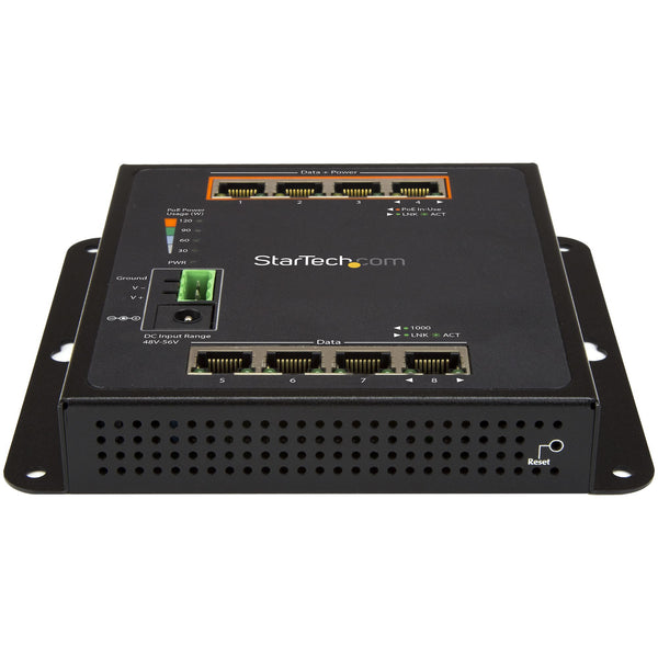StarTech.com IES81GPOEW netværksswitch Administreret L2 Gigabit Ethernet (10/100/1000) Strøm over Ethernet (PoE) Sort