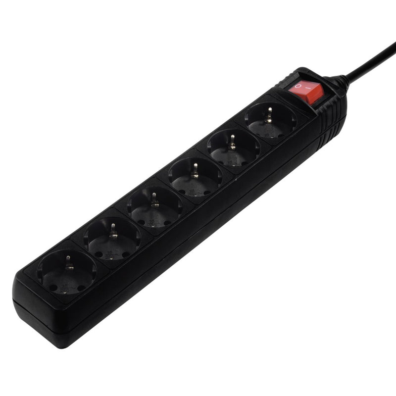 Hama 137265 stikdåse 3 m 6 AC stikkontakt(er) Indendørs Sort