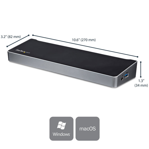 StarTech.com DK30CH2DPPDU dockingstation Ledningsført USB 3.2 Gen 1 (3.1 Gen 1) Type-C Sort, Sølv