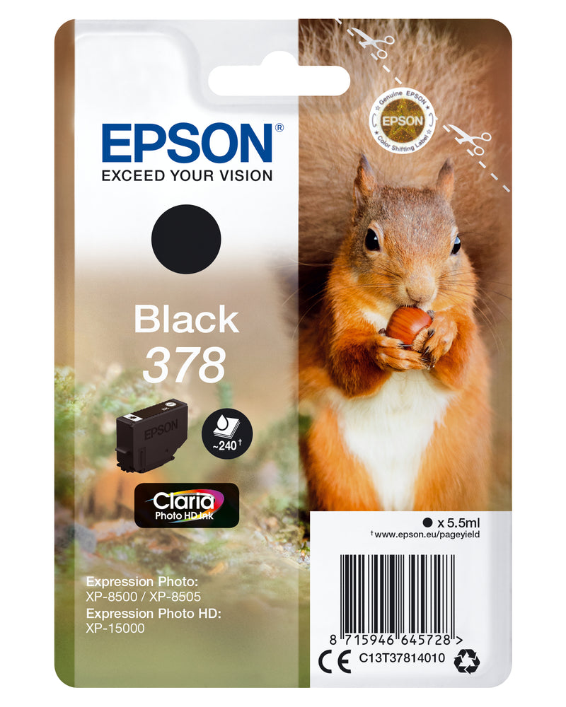 Epson Squirrel C13T37814010 blækpatron 1 stk Original Standard udbytte Sort