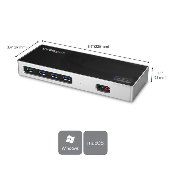 StarTech.com DK30A2DH dockingstation Ledningsført USB 3.2 Gen 1 (3.1 Gen 1) Type-C Sort, Sølv
