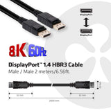 CLUB3D CAC-2068 DisplayPort kabel Sort