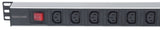 Intellinet 163651 strømforsyningsenhed (PDU) 8 AC stikkontakt(er) 1U Sort, Sølv
