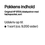 HP 970XL High Yield Black Original Ink Cartridge blækpatron 1 stk Højt (XL) udbytte