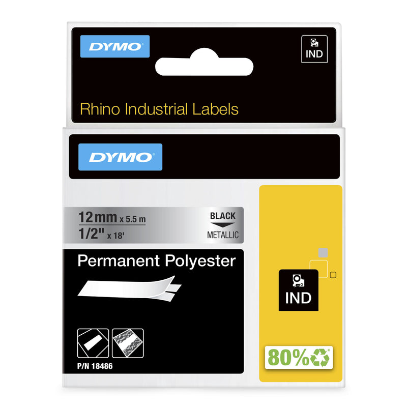 DYMO 18486 etiketbånd Sort på metallic