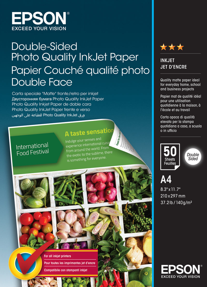 Epson Double-Sided Photo Quality Inkjet printpapir A4 (210x297 mm) Mat 50 ark