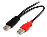 StarTech.com USB2HABMY6 USB-kabel USB 2.0 1,8 m Mini-USB B 2 x USB A Sort, Rød