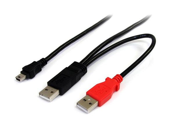 StarTech.com USB2HABMY6 USB-kabel USB 2.0 1,8 m Mini-USB B 2 x USB A Sort, Rød