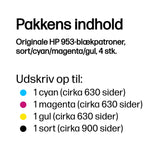 HP 953 4-Pack CMYK(4) Original Ink Cartridge Combo blækpatron Standard udbytte Sort, Blå, Magenta, Gul