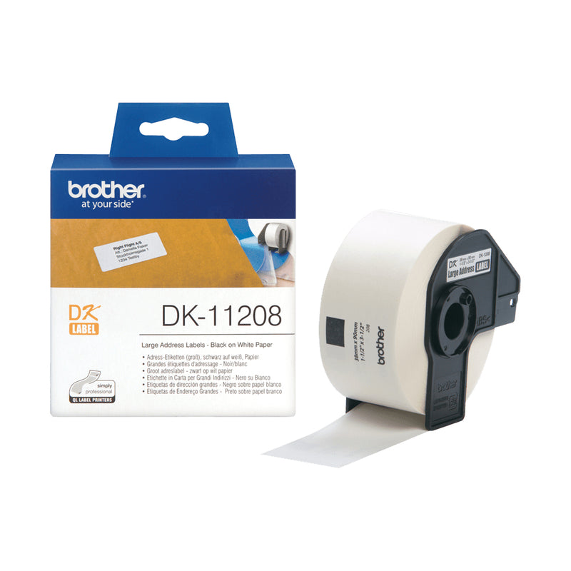 Brother DK-11208 etiketbånd Sort på hvid