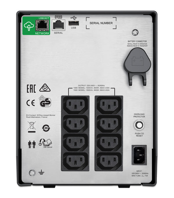 APC SMC1500IC UPS-enhed Interaktivt indgangsstik 1,5 kVA 900 W 8 AC stikkontakt(er)