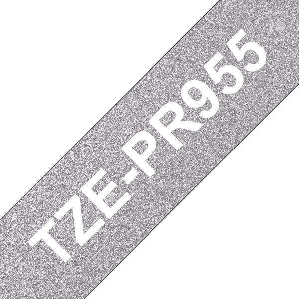 Brother TZE-PR955 etiketbånd Hvid på sølv