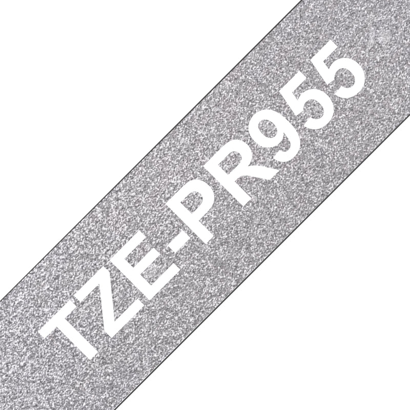 Brother TZE-PR955 etiketbånd Hvid på sølv