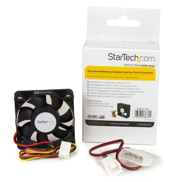 StarTech.com FAN5X1TX3 Computerkølesystem Computerkabinet Ventilator 5 cm Sort