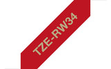 Brother TZE-RW34 etiketbånd Guld på rødt
