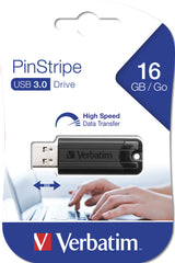 Verbatim PinStripe USB-nøgle 16 GB USB Type-A 3.2 Gen 1 (3.1 Gen 1) Sort
