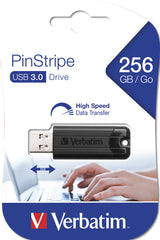 Verbatim PinStripe USB-nøgle 256 GB USB Type-A 3.2 Gen 1 (3.1 Gen 1) Sort