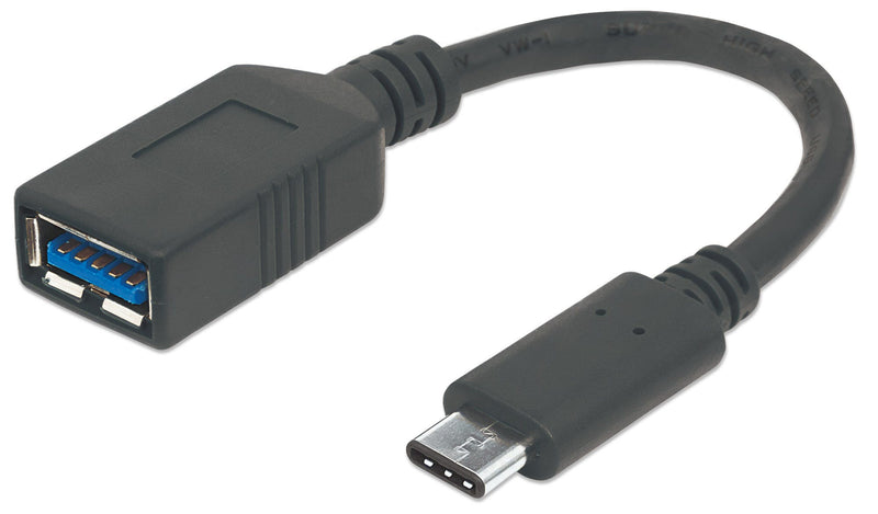 Manhattan 355285 USB-kabel USB 3.2 Gen 1 (3.1 Gen 1) 0,15 m USB C USB A Sort