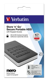 Verbatim Store'n'Go ekstern harddisk 2 TB USB Type-C 3.2 Gen 1 (3.1 Gen 1) Sort, Sølv
