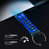 iStorage datAshur Pro USB-nøgle 8 GB USB Type-A 3.2 Gen 1 (3.1 Gen 1) Blå