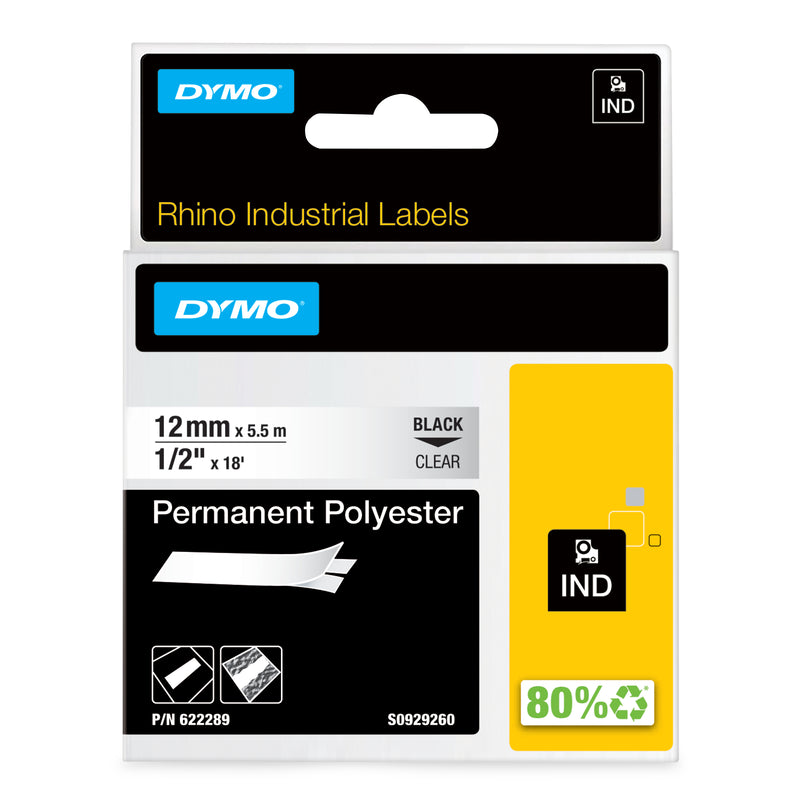 DYMO 622289 etiketbånd Sort på transparant