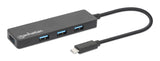 Manhattan 164924 interface hub USB 3.2 Gen 1 (3.1 Gen 1) Type-C 5000 Mbit/s Sort