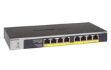 NETGEAR GS108LP Ikke administreret Gigabit Ethernet (10/100/1000) Strøm over Ethernet (PoE) 1U Sort, Grå