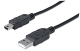 Manhattan 333375 USB-kabel USB 2.0 1,8 m USB A Mini-USB B Sort