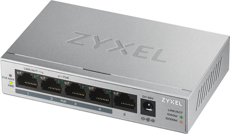Zyxel GS1005HP Ikke administreret Gigabit Ethernet (10/100/1000) Strøm over Ethernet (PoE) Sølv