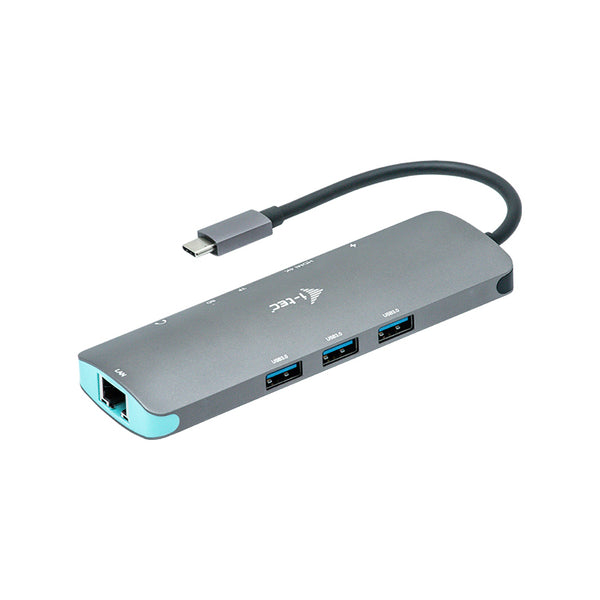 i-tec Metal C31NANODOCKLANPD dockingstation Ledningsført USB 3.2 Gen 1 (3.1 Gen 1) Type-C Sølv, Turkis