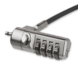 StarTech.com LTLOCK4D kabellås Sort, Sølv 2 m