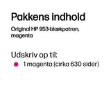 HP 953 Magenta Original Ink Cartridge blækpatron 1 stk Standard udbytte