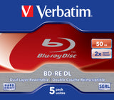 Verbatim BD-RE DL 50GB 2 x 5 Pack Jewel Case 5 stk