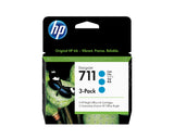 HP 711 3-pack 29-ml Cyan DesignJet Ink Cartridges printhoved Termisk inkjet