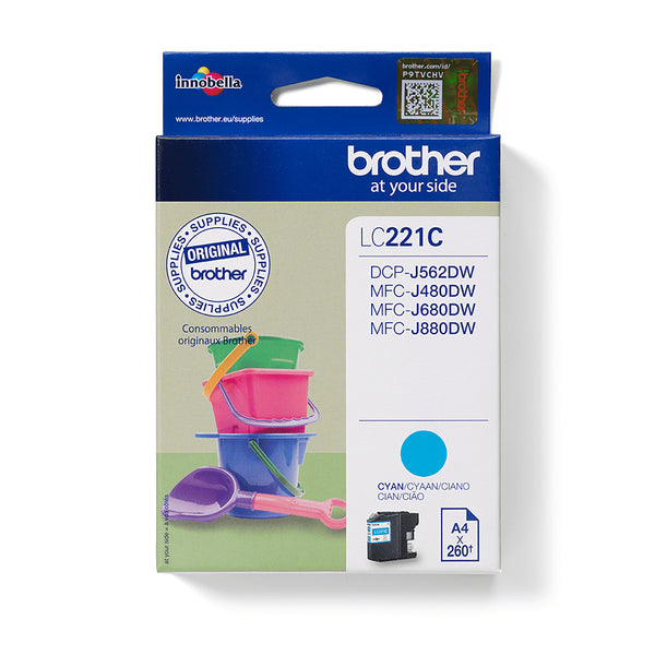 Brother LC221C blækpatron 1 stk Original Blå