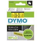 DYMO D1 Standard - Black on Yellow - 12mm etiketbånd Sort på gul