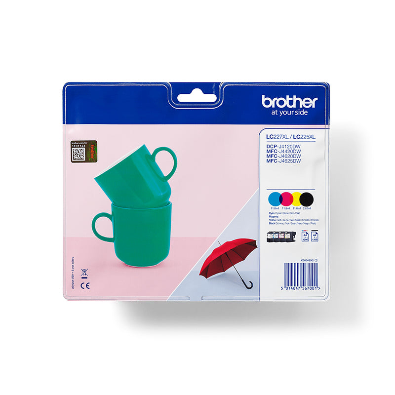 Brother LC-227XLVALBP blækpatron 4 stk Original Sort, Blå, Magenta, Gul