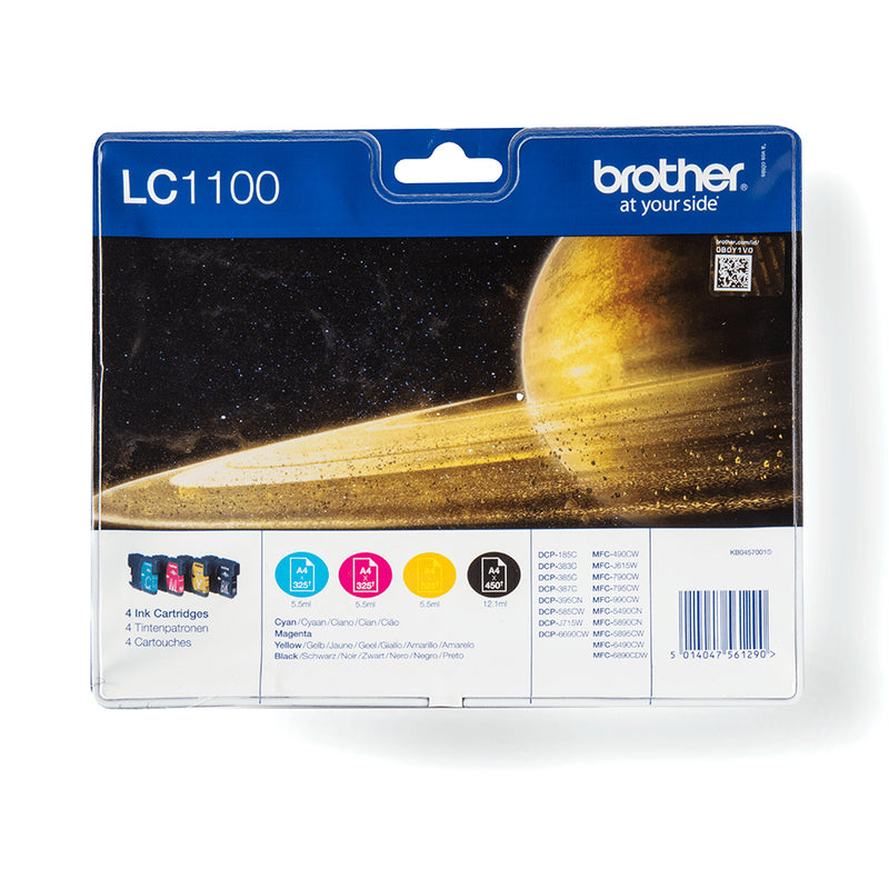 Brother LC1100VALBPDR blækpatron 4 stk Original Sort, Blå, Magenta, Gul