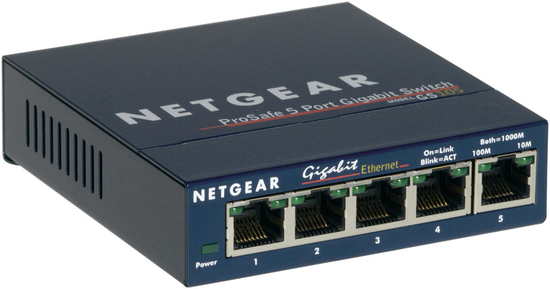 NETGEAR GS105 Ikke administreret Gigabit Ethernet (10/100/1000) Blå